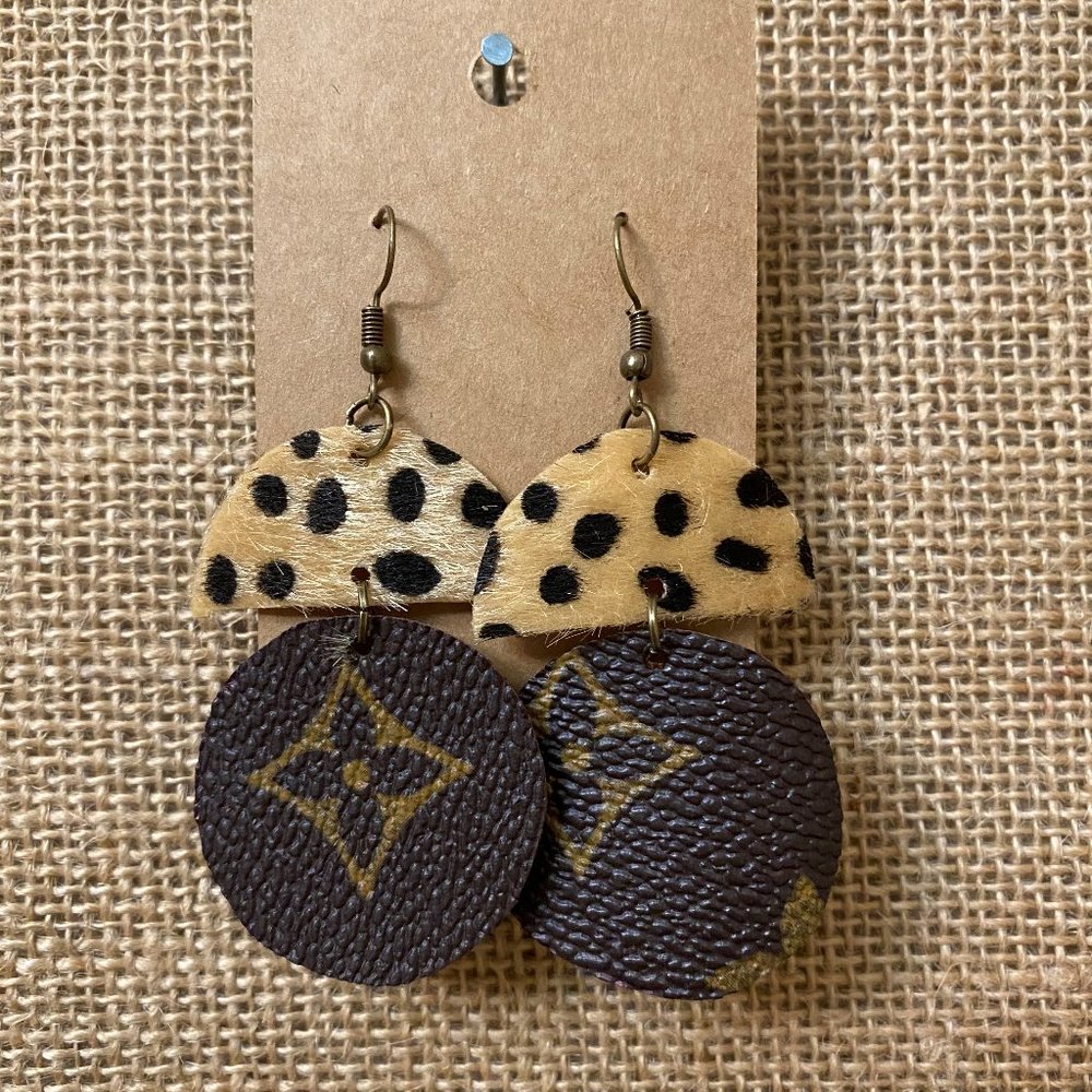 Leather Earrings, Designer, Cheetah